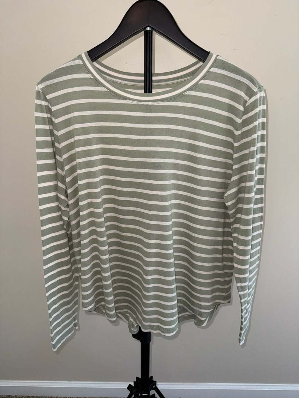 Loft Striped Long Sleeve Tee Size XL Green White